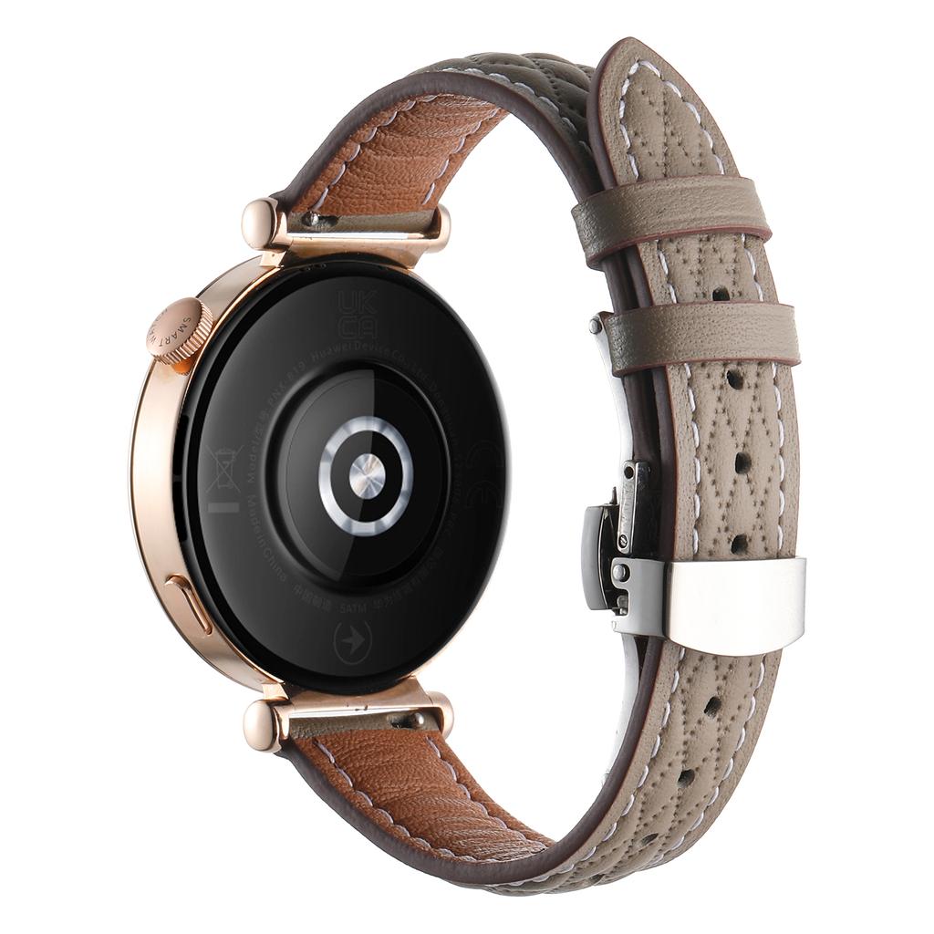 18mm Watch Band For Huawei Watch GT 5 Pro 42mm/GT 5 41mm/GT 4 41mm/Garmin Venu 3S ,Genuine Cow Leather Diamond Pattern Strap