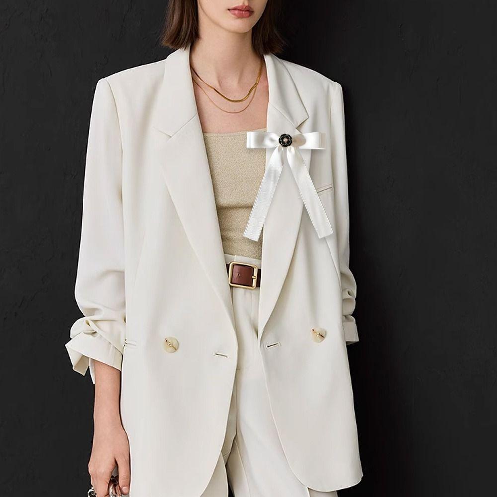 Rhinestone Shirt Brooch Simple Collar Texture Bowknot Accessories Bow Tie School Student