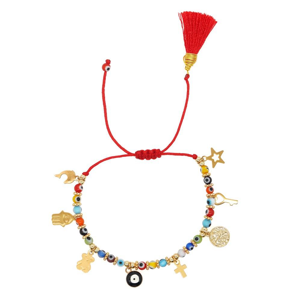 2025 Year of the Snake Lucky Red String Handmade Beaded Bracelet Set with Evil Eye for Couples