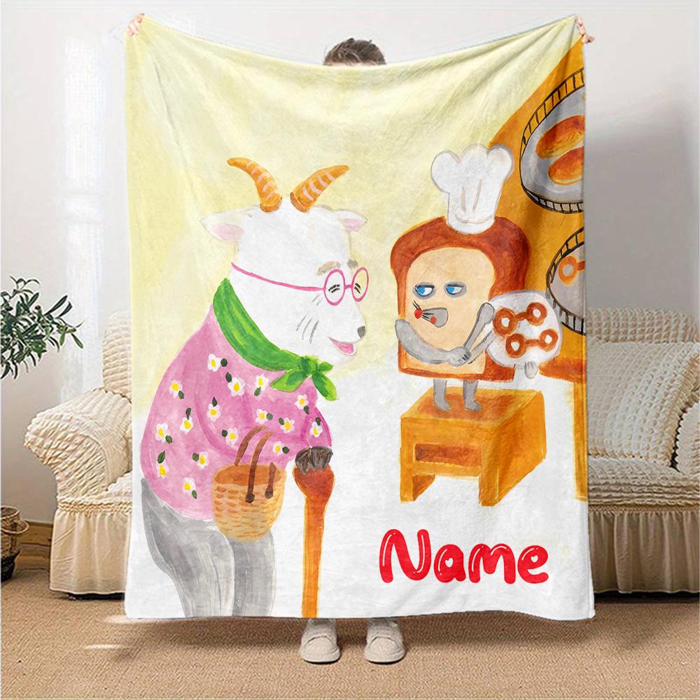 Customiz Name Personality Bread Thief Blanket Soft &Warm Sofa Office Bed Travel Lunch Break Blanket, Gift Suitable for All Seasons