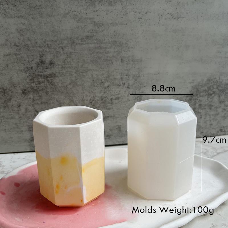 Hexagon Diamond Vases Silicone Molds for DIY Plaster Concrete Pen Holder Planter Mould Home Decor Ornament Handmade Gift