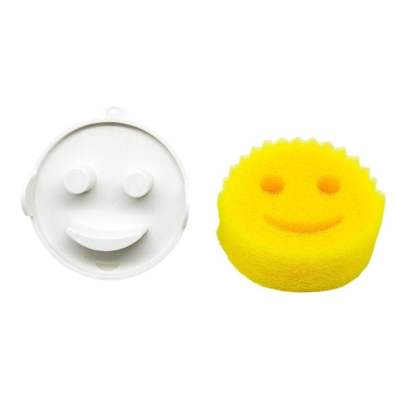 Fun Smiles Face NonScratch Cleaning Sponges With High Magnetic Grip Kitchen Sponge For Sink Storage And Easy Access