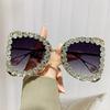 Fashion Vintage Diamond Oversized Sunglasses Women Luxury Brand Designer Sun Glasses Big Frame Punk Crystal Rhinestone Shades