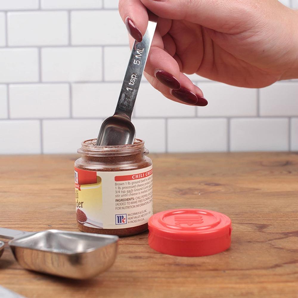 6pcs Rectangular Head Graduated Spoon with Scale Baking Spoon Seasoning Spoon Coffee Scoop Bar