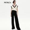 MO&Co. Acetate Blend High-Waist Wide-Leg Trousers