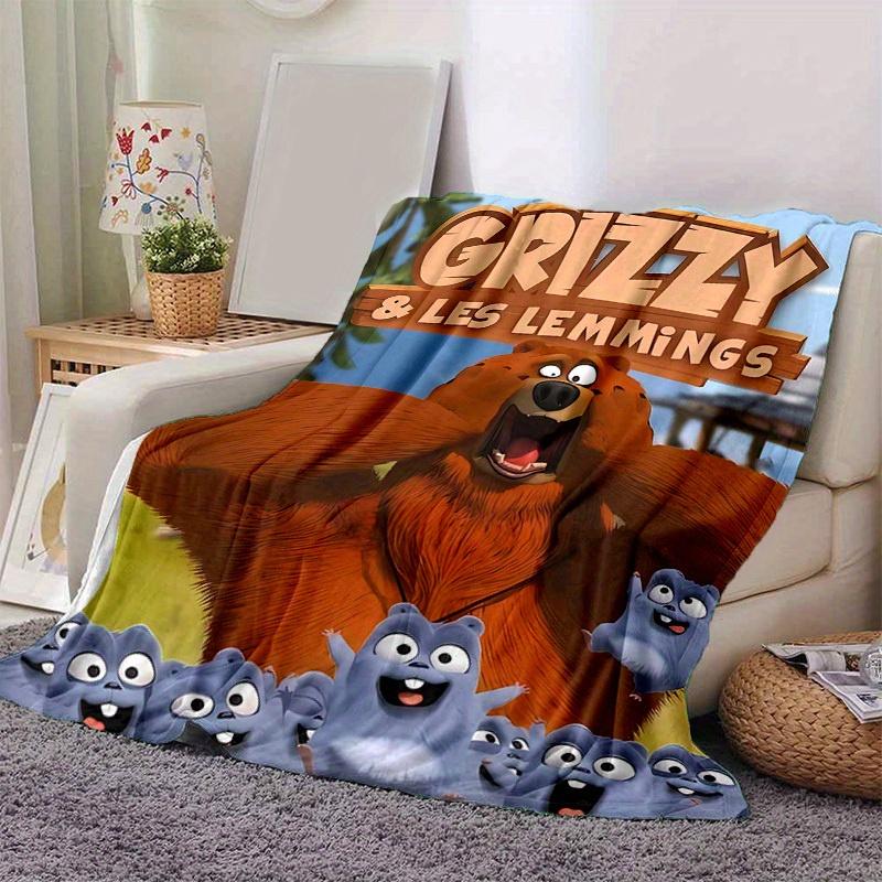 1pc, Grizzy & Les Lemmings Throw Blanket, Soft Coverlet for Bed, Couch, Outdoor Use, Travel, Camping, Car, Beach, Office Nap, Perfect Gift for Friends