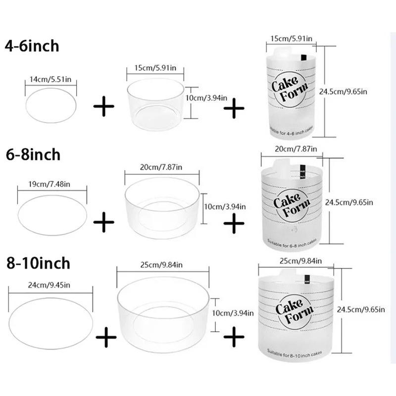 Регулируемая круглая форма для торта 4-10 дюймов, выдвижные инструменты для мастики, кольцо для муссового торта, акриловое кольцо, форма для выпечки, инструменты для украшения торта