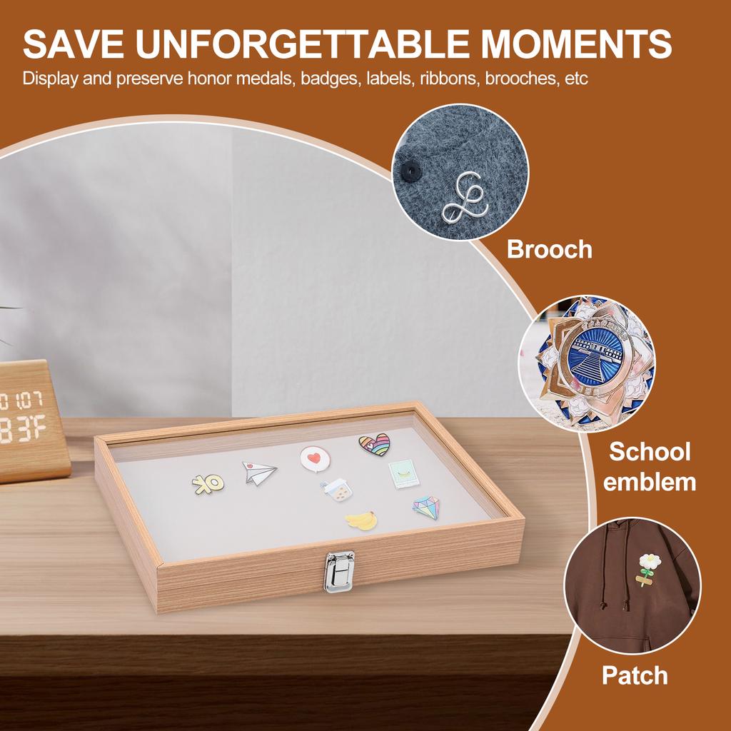 Витрина для значков Пылезащитная коробка для хранения значков Витрина для эмалевых значков с прозрачной крышкой Для демонстрации коллекции медалей и ювелирных изделий Рамка для демонстрации