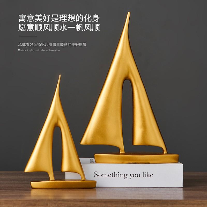 Modern Minimalist Golden Resin Sailboat Decor Living Room Shelf Office Desk Gift