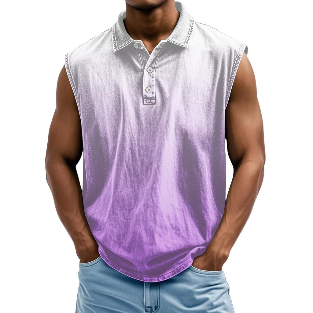 Мужская состаренная рубашка без рукавов с градиентным принтом