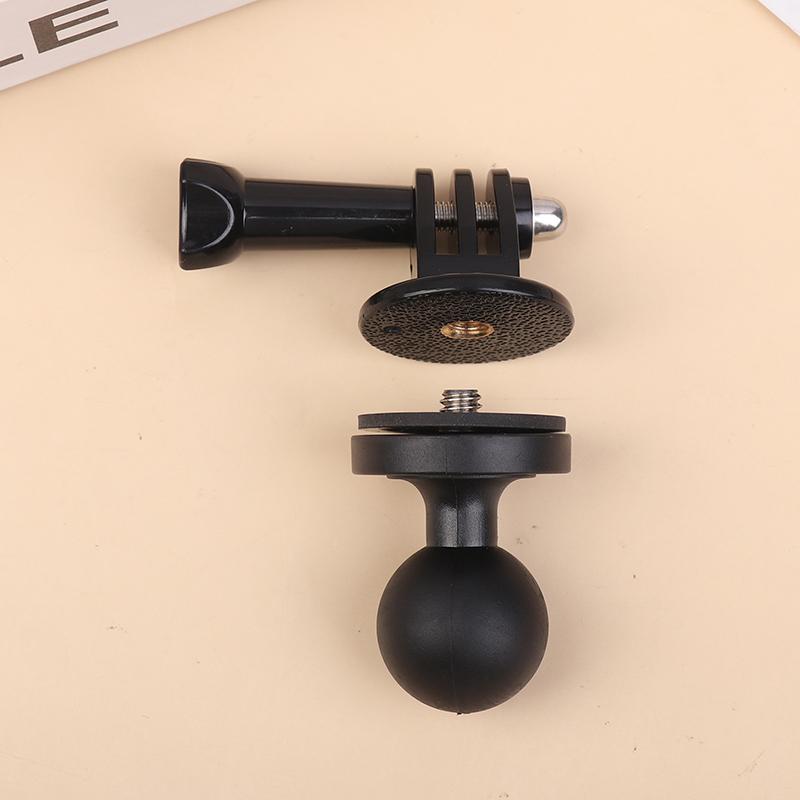 Universal 1" Aluminum Ball Mount Head Adapter With 1/4" Threaded For Double Socket Arm For Action Camera Support Stand