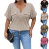 Women's Loose Solid Color Large Size Zipper Short Sleeve Fake Pocket Pullover T-shirt Top