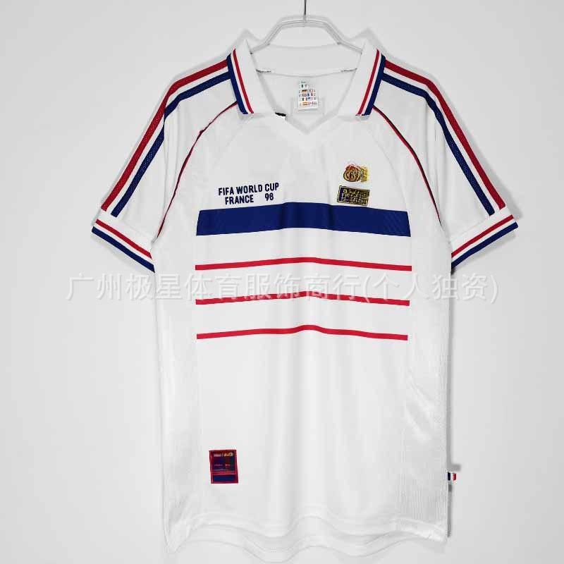Retro France 1998 National Team Soccer Jersey Mbappe Zidane Deschamps Home Short Sleeve Football Shirt
