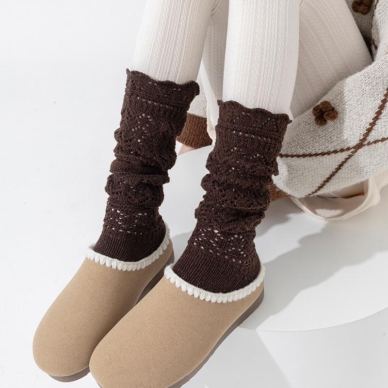 Hollow Wool Stacking Socks Heavy Industry Warm Knitted Stacked Tube Socks Sweet Versatile Socks