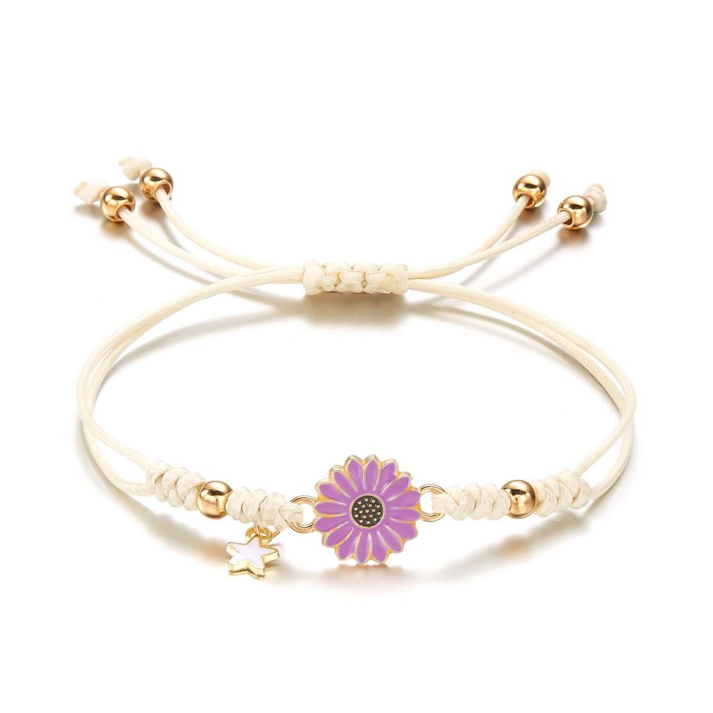 Простые браслеты-подвески «Счастливый узел» с подсолнухом для женщин, модные, ручной работы, плетеные, разноцветные, с ромашками, ювелирные изделия для дружбы, подарки