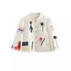 Spring and Autumn Cartoon Print Baseball Ladies Simple Round Neck Single Breasted Casual Long Sleeve Jacket New Coat