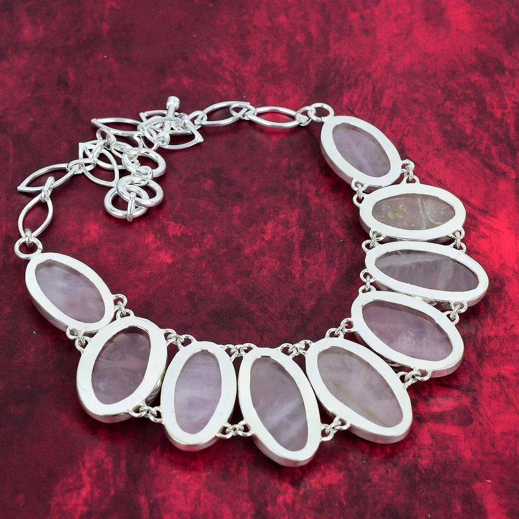 Ювелирное ожерелье ручной работы из розового кварца новейшего дизайна, ожерелье из стерлингового серебра 925 пробы с драгоценными камнями, подарок для матери