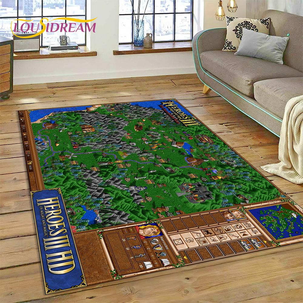 Ковер Retro Games HD Heroes of Might and Magic для декора гостиной, спальни, напольный коврик, нескользящий декор для дивана, прихожей