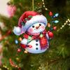 Snowman Pendant Christmas Tree Ornament with Lanyard Easy To Hang Adorable Acrylic Flat Car Interior Decoration Pendant