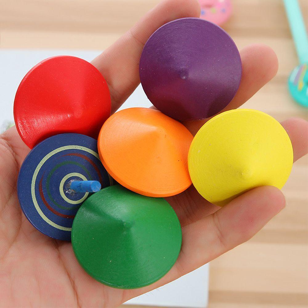 Classical Children Kid Multi-color Gift Rotate Hand Spinning Toy Wooden Spinning Top