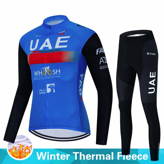 2023 команда ОАЭ, зимний флисовый комплект велосипедного трикотажа, мужской Ropa Ciclismo Hombre MTB, велосипедная одежда с длинными рукавами, 19D гелевая подкладка