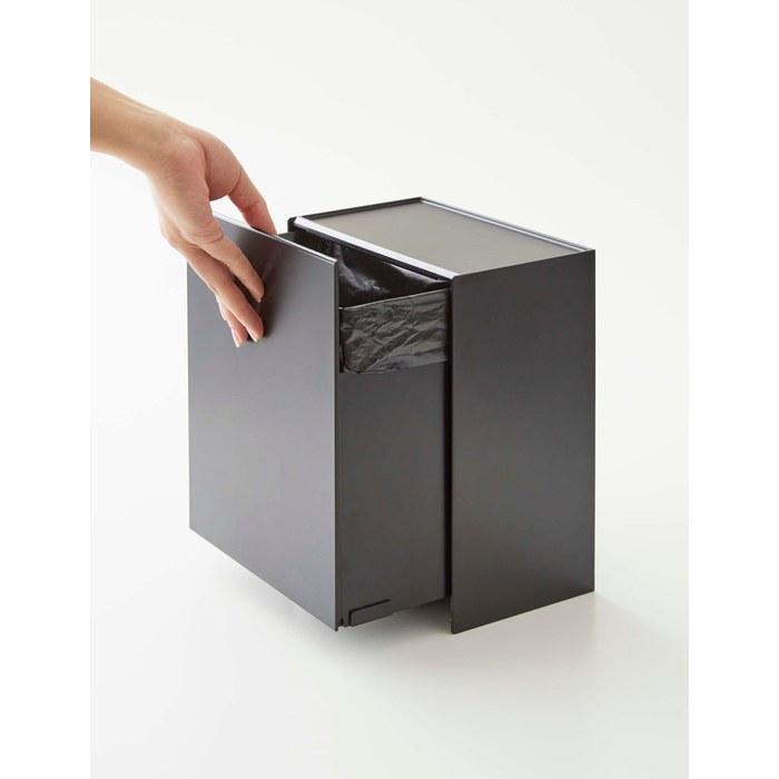 [Yamazaki] Wall Toilet Pot & Storage Case Black, Approx. W20.5 x D12.2 x H24cm, Includes Gypsum Board Pins & Wood Screws, Tower Flap-Type