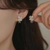 The New Four-Leaf Clover Cat's Eye Stone Ear Clip Without Ear Holes Earrings Female Senior Sense Of Alloy Earrings Temperament Earrings