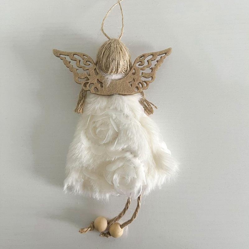 1 шт. подвесное украшение на рождественскую елку с деревянными полыми крыльями рождественская кукла-ангел