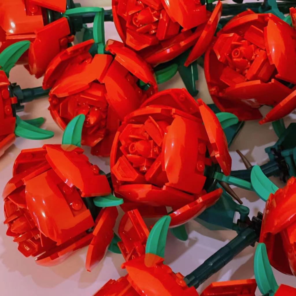 Букет роз, строительные блоки, городской романтический комплект, подарки на день учителя, сборные кирпичи, игрушки для девочек и мальчиков