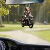 Riding Dog Pendant Acrylic Puppy Auto Rearview Mirror Hanging Ornament Lightweight Fun Dog Pendant