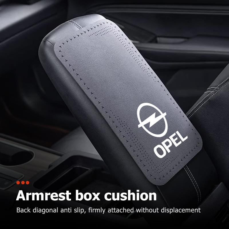 Для Opel кожаный автомобильный коврик на центральный подлокотник, консоль, подлокотник сиденья, интерьер, значок, Astra G J F K, Vectra C H, Corsa C B D, Omega