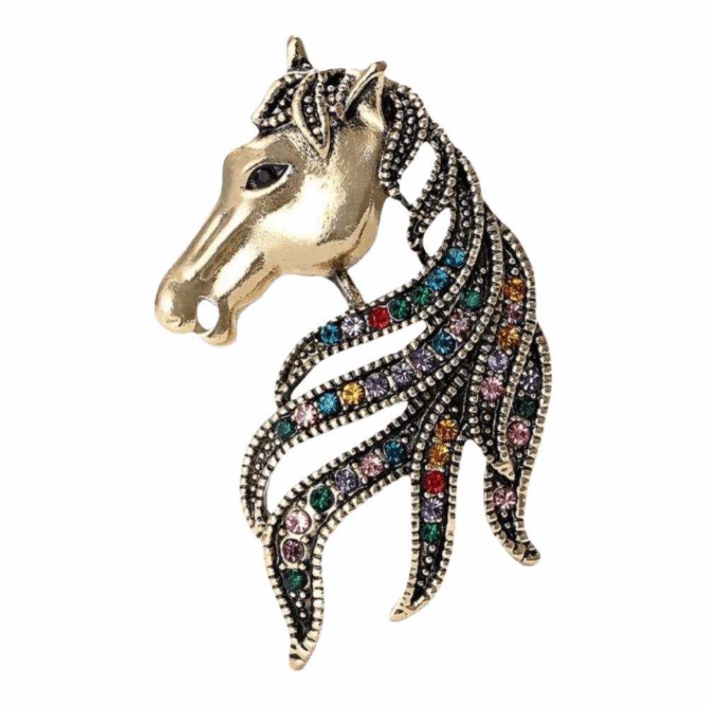 Luxury Rhinestone Horse Head Brooches Jewelry Accessories Suit Coat Brooch  Casual Party