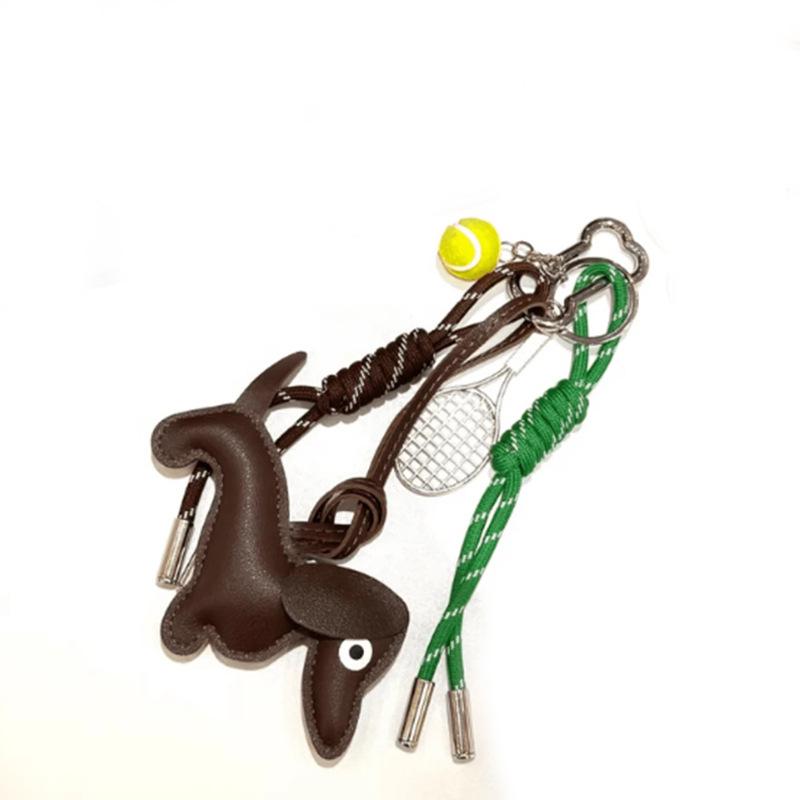 Leather Dachshund Macrame Keychain: Exquisite Puppy Bag Charm by Ruth's Style