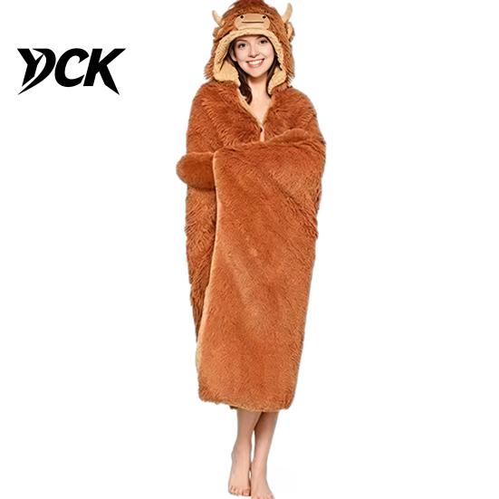 Animal Themed Blanket Wearable Hoodie, Adults Oversized Fleece Sweatshirt Lightweight Warm Sleepwear, Halloween Cosplay Costume Plush Hooded