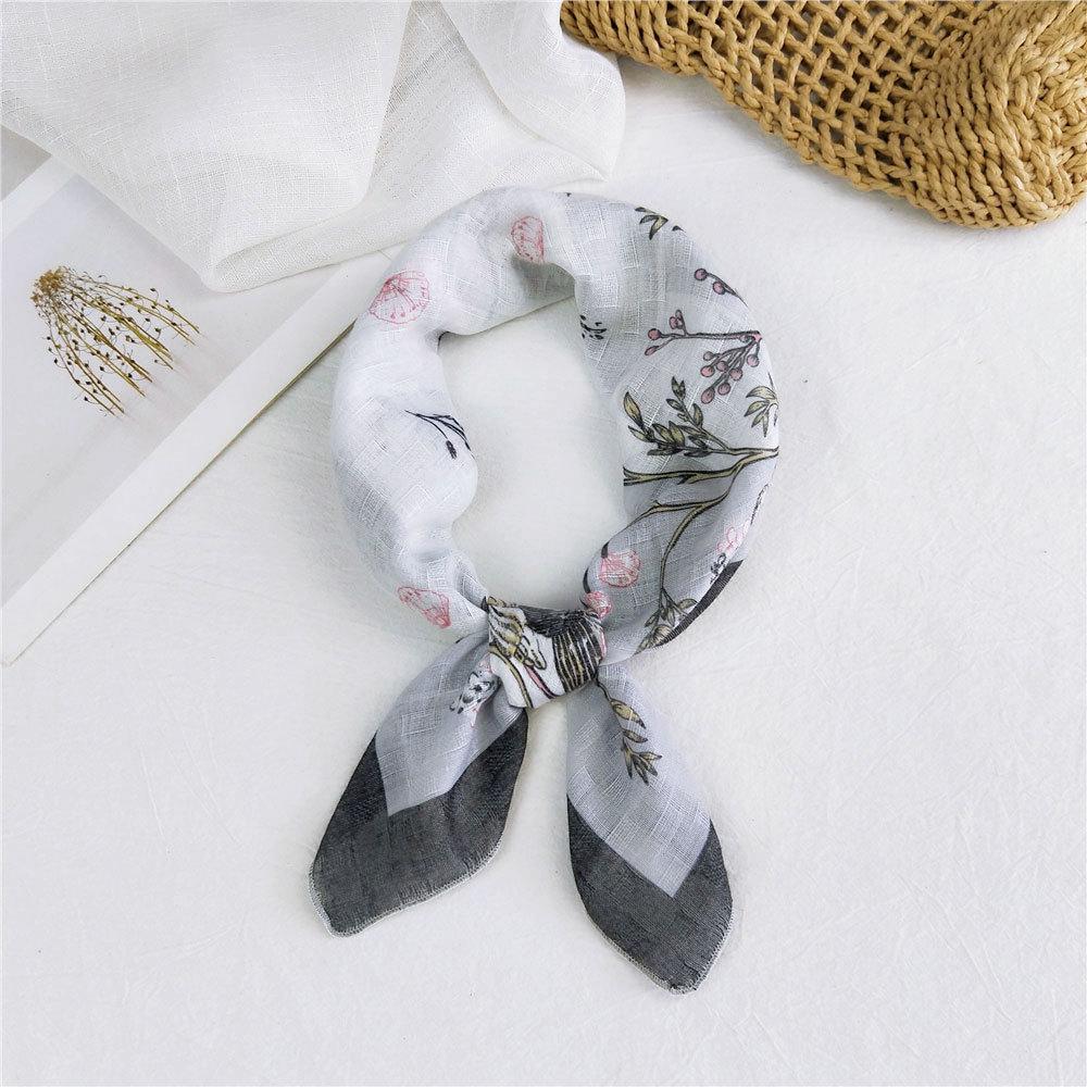 Маленький квадратный шарф из хлопка и льна, шелковый шарф, женский, весна и осень, новый стиль, художественный и универсальный, модный, темпераментный шарф-повязка на голову