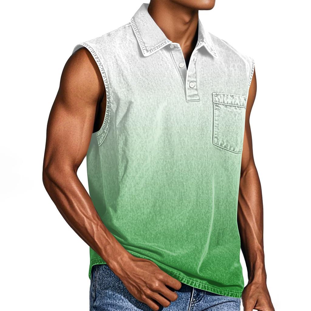 Мужская состаренная рубашка без рукавов с градиентным принтом