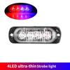 4 Led Car Signal Lamp Strobe Side Warning Light Grille Flashing Lightbar Beacon Lamp Amber Yellow White Traffic Light 12V - 24V