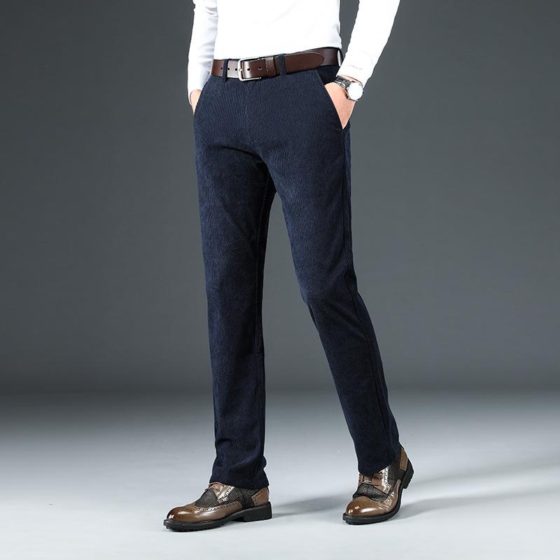 Вельветовые прямые повседневные брюки в стиле ретро для мужчин, новые весенние обычные свободные эластичные брюки со средней высокой талией