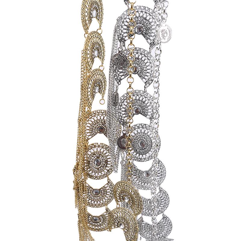 Belly Piercing Dance Belt Waist Sexy Metal Flower Crystal Coin Tassel Body Chain Jewelry