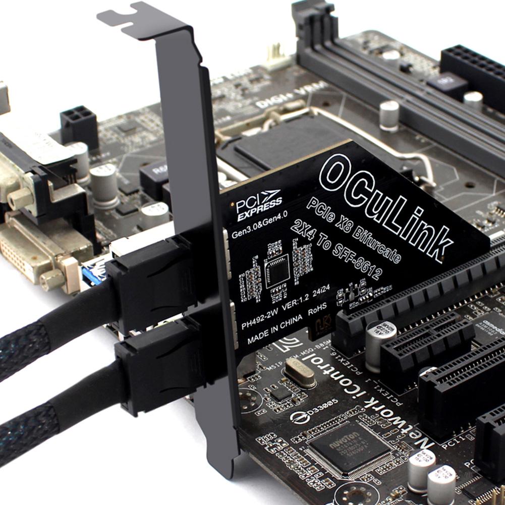 PCIeX8 To 2 Port Oculink SFF 8611 & 8612 Adapter Card Expansion Card PCIE External Oculink Adapter for  Os /Windows / Linux