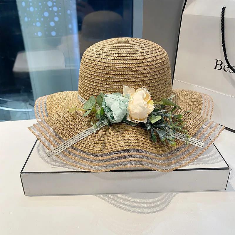 Straw Hat Women Summer Sunshade Sun Hat Fashion Wild Flowers Seaside Cool Beach Hat