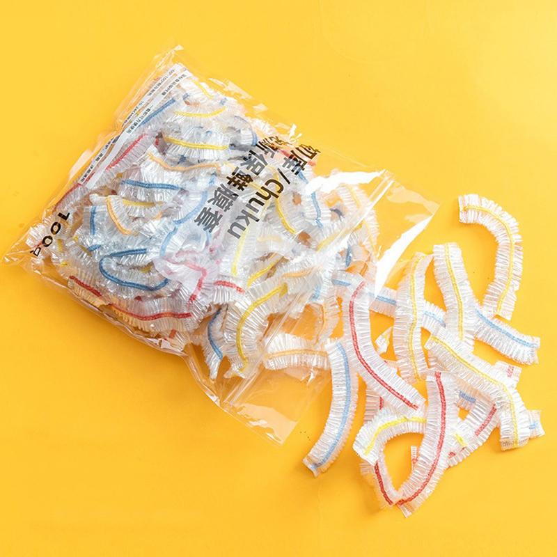 100 шт. Одноразовые крышки для хранения продуктов, многоразовые эластичные крышки для свежих продуктов, стрейч-пленка, крышка для миски/тарелки/продуктов, пакеты для сохранения свежести, шапочка для душа