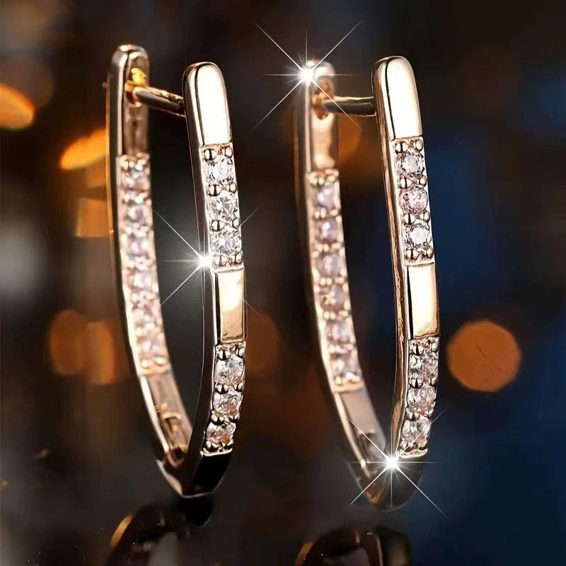 V Shape Design Fashion Jewelry Gifts For Women Earrings Synthetic Zircon Luxurious Fashion Handmade
