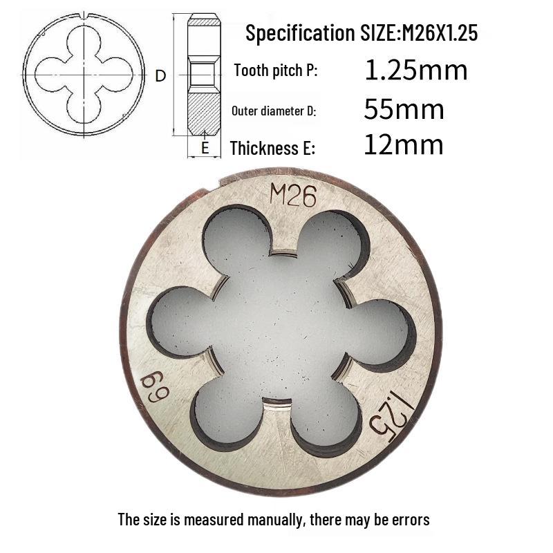 Круглая плашкодержатель M24-M26 x 0.5-3 мм, Прямое/Обратное, Правая/Левая резьба