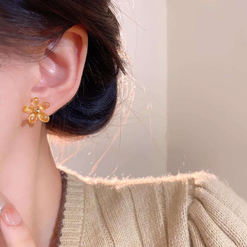 Модные акриловые серьги с маленькими цветами для женщин и студенток