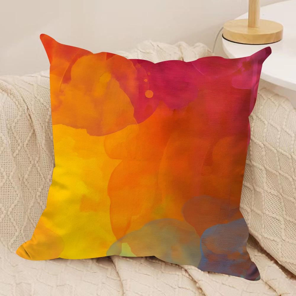 Rainbow Color Cushion Cover Soft Plush Fabric DoubleSided Printed Sofa Cushion Cover for All Seasons Home Decor Gift