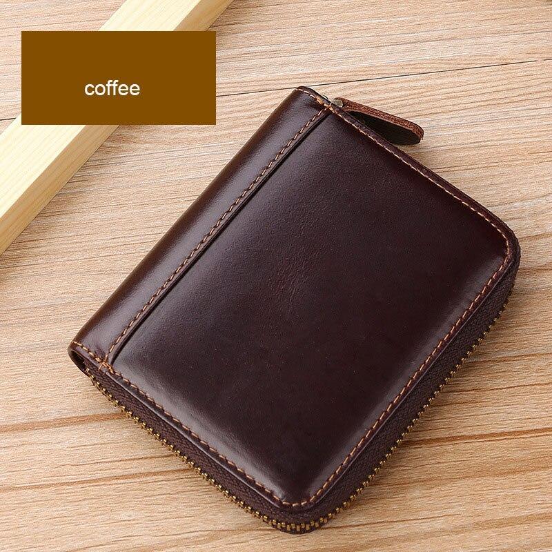 Винтажный мужской и женский держатель для карт из масляной коровьей кожи на молнии, повседневный кошелек для кредитных карт