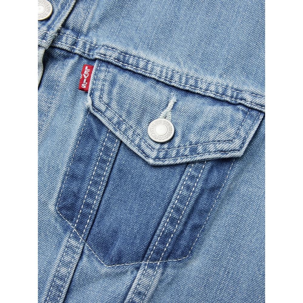 Levis Цветной блок Удобная Повседневная Куртка из Денима с Коротким Рукавом и Круглым Вырезом Женские куртки 0052H-0000