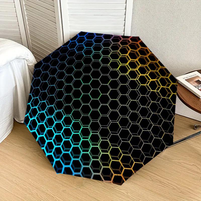 1pc Honeycomb Pattern Gradient Colors Umbrella with Plastic Handle,Suitable for All Seasons Home Travel Outdoor UmbrellaDD018