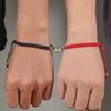 2 Pcs Lucky Red Braided Rope Bracelet for Women Men Romantic Heart Magnetic Matching Bracelets Lovers Valentine's Day Zircon